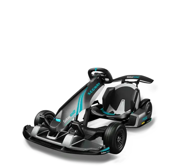 Kart électrique Ninebot GoKart PRO 2 noir et bleu, vue trois quarts avant
