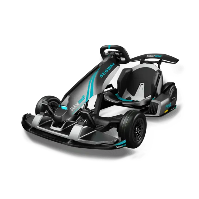 Kart électrique Ninebot GoKart PRO 2 noir et bleu, vue trois quarts