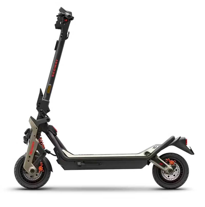 Trottinette Segway GT3 Pro noire à plateau beige, vue de profil