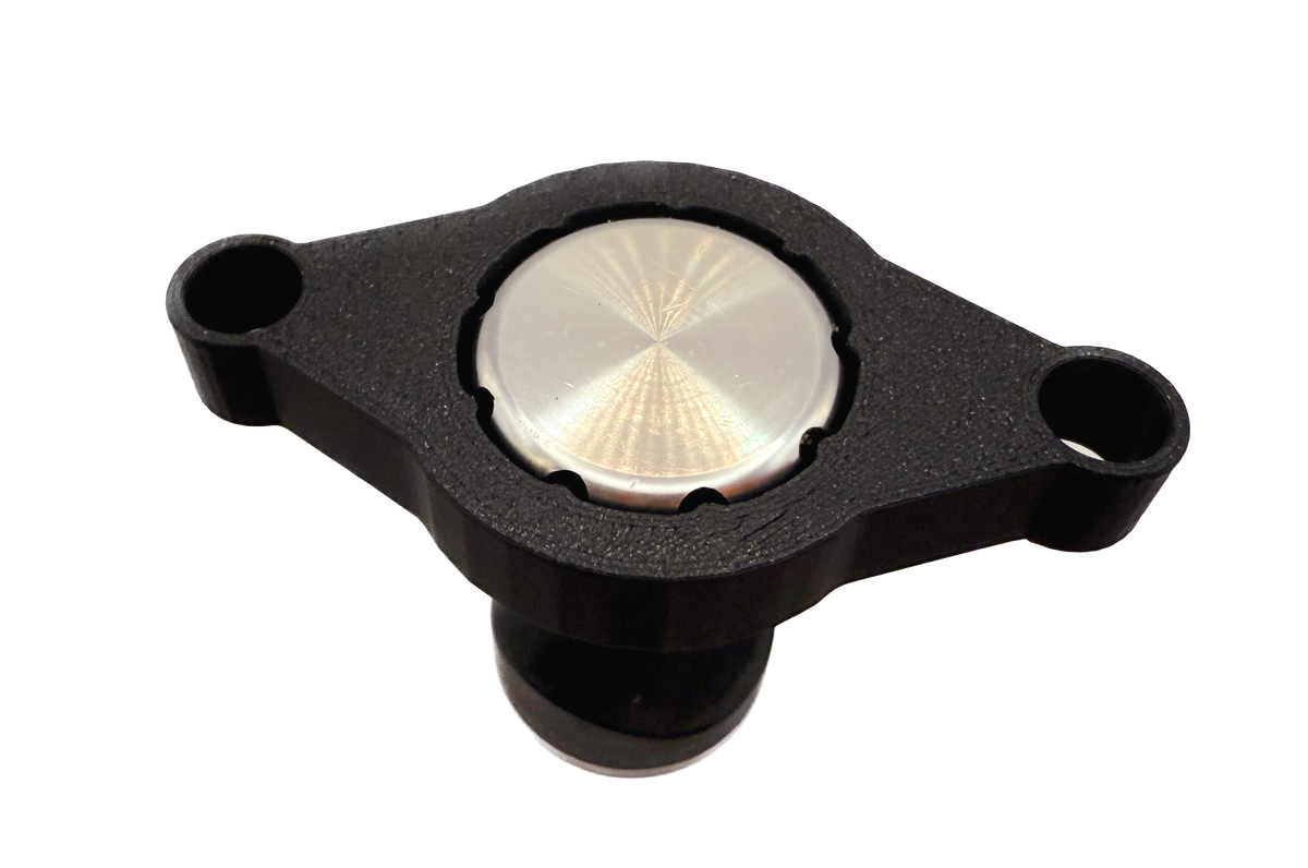 Poignée pour molette de réglage de hauteur de gyropode Segway, détail du bouton métallique